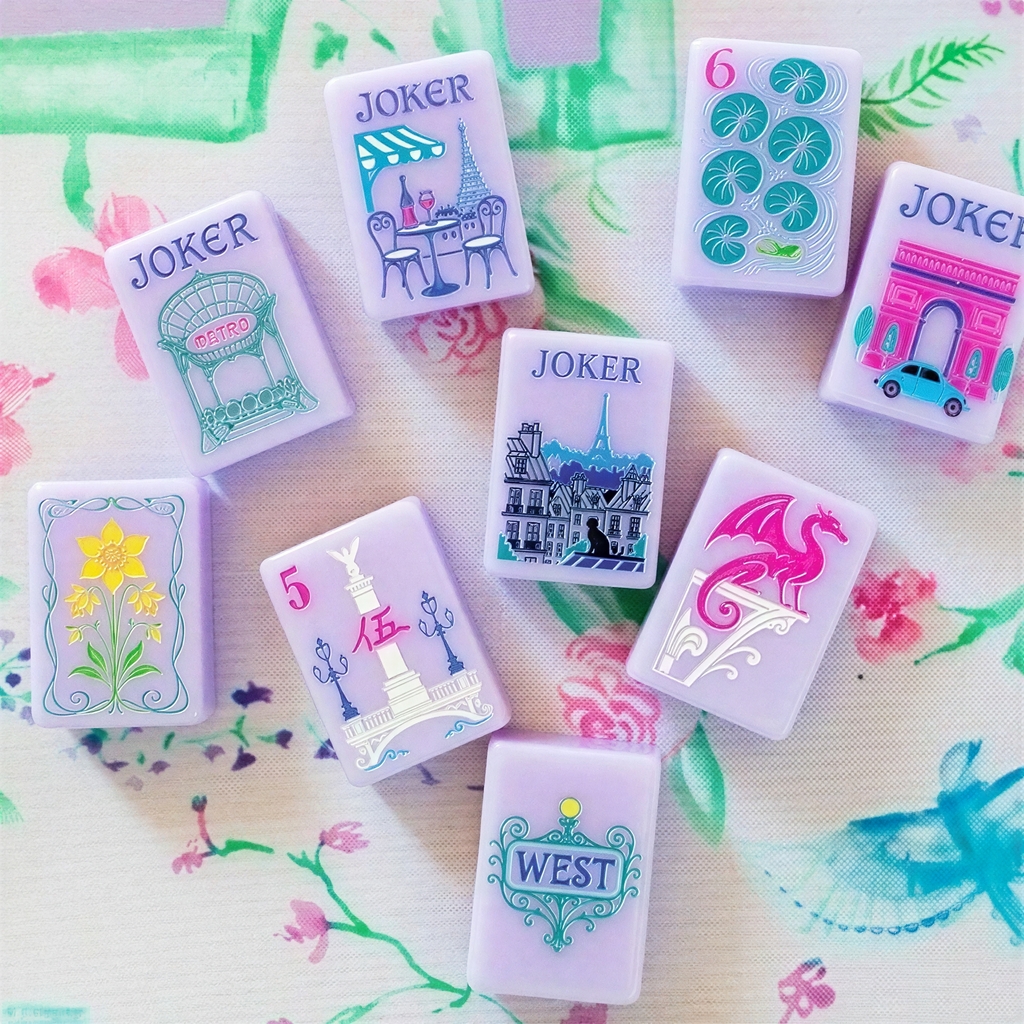 Belle Epoque Lilac acrylic mahjong tile set in pastel lilac