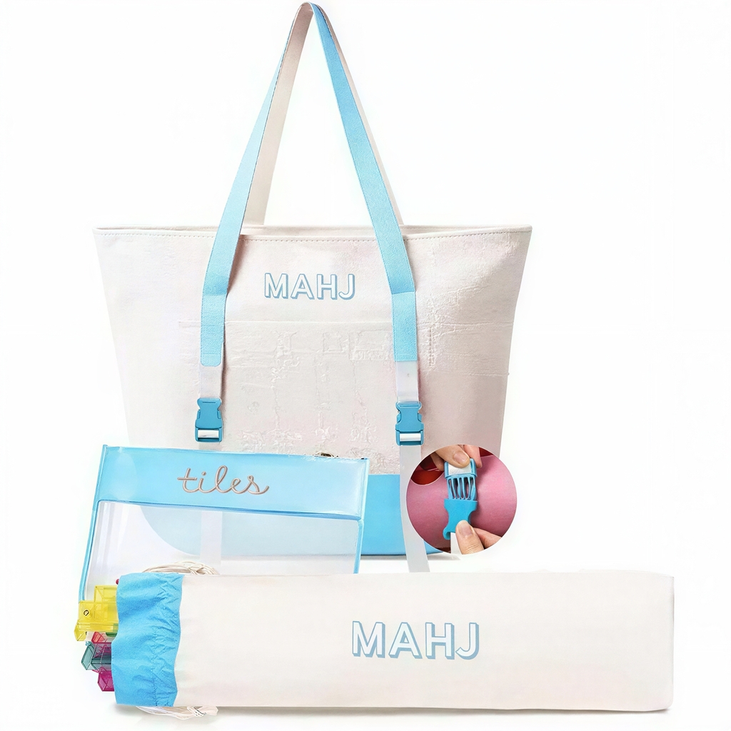 Mahjong tote bags and tile pouches